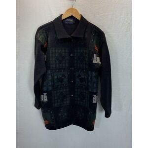 VTG Acorn Scotties Castle Women‎ M 100% Wool Cardigan Button Front Great Britain